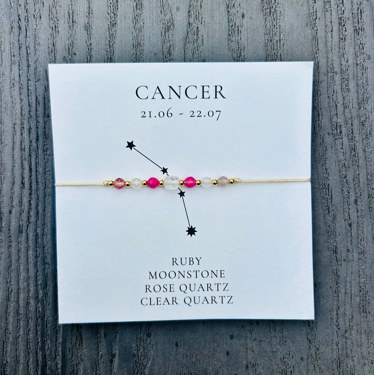 Cancer Crystal Star Sign Bracelet
