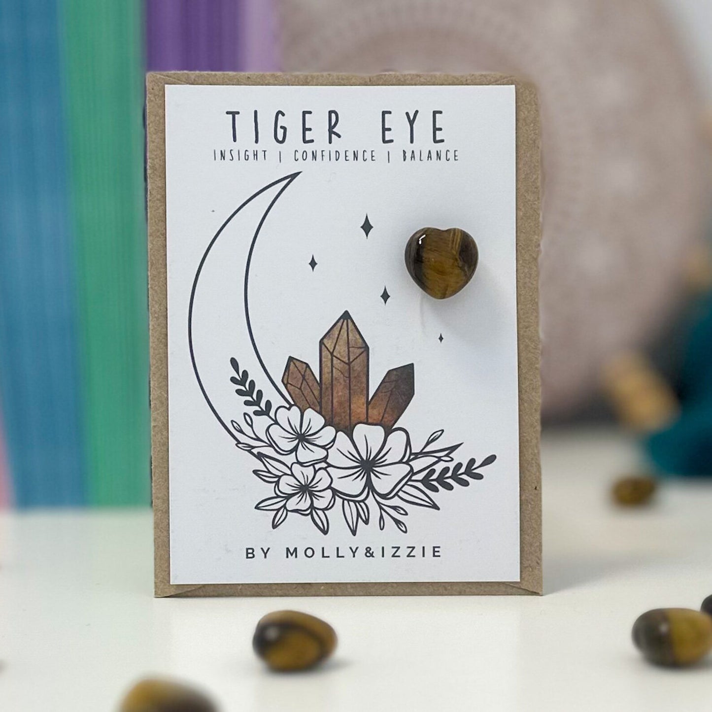 Crystal on a card - Tigers Eye
