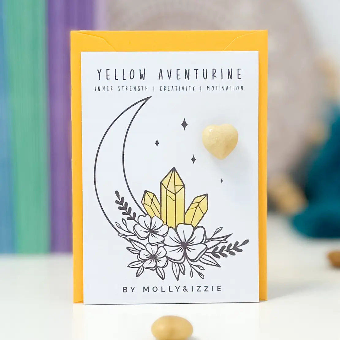 Crystal on a card - Yellow Aventurine