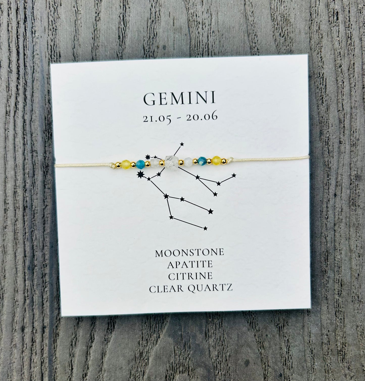 Gemini Crystal Star Sign Bracelet