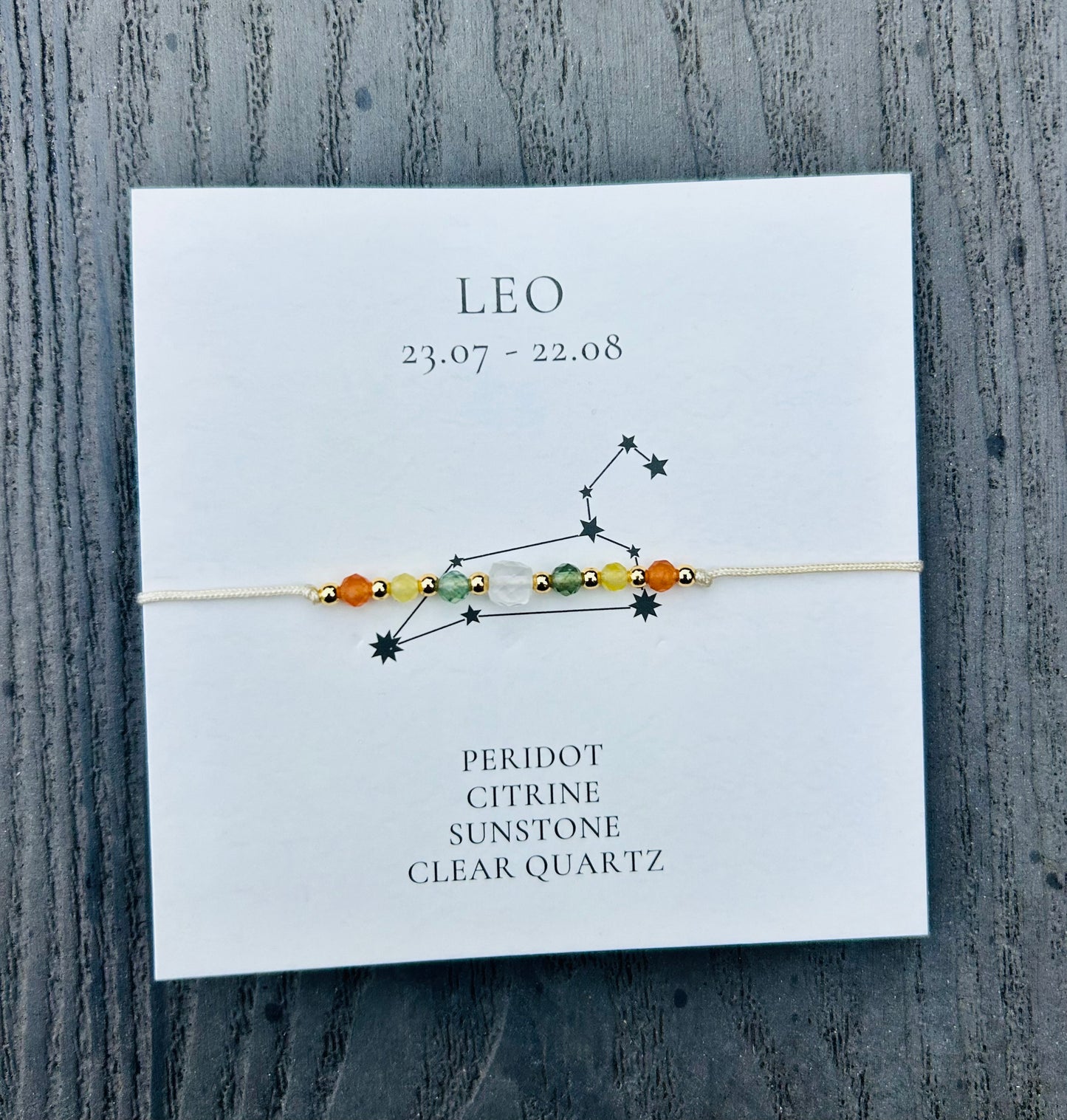 Leo Crystal Star Sign Bracelet