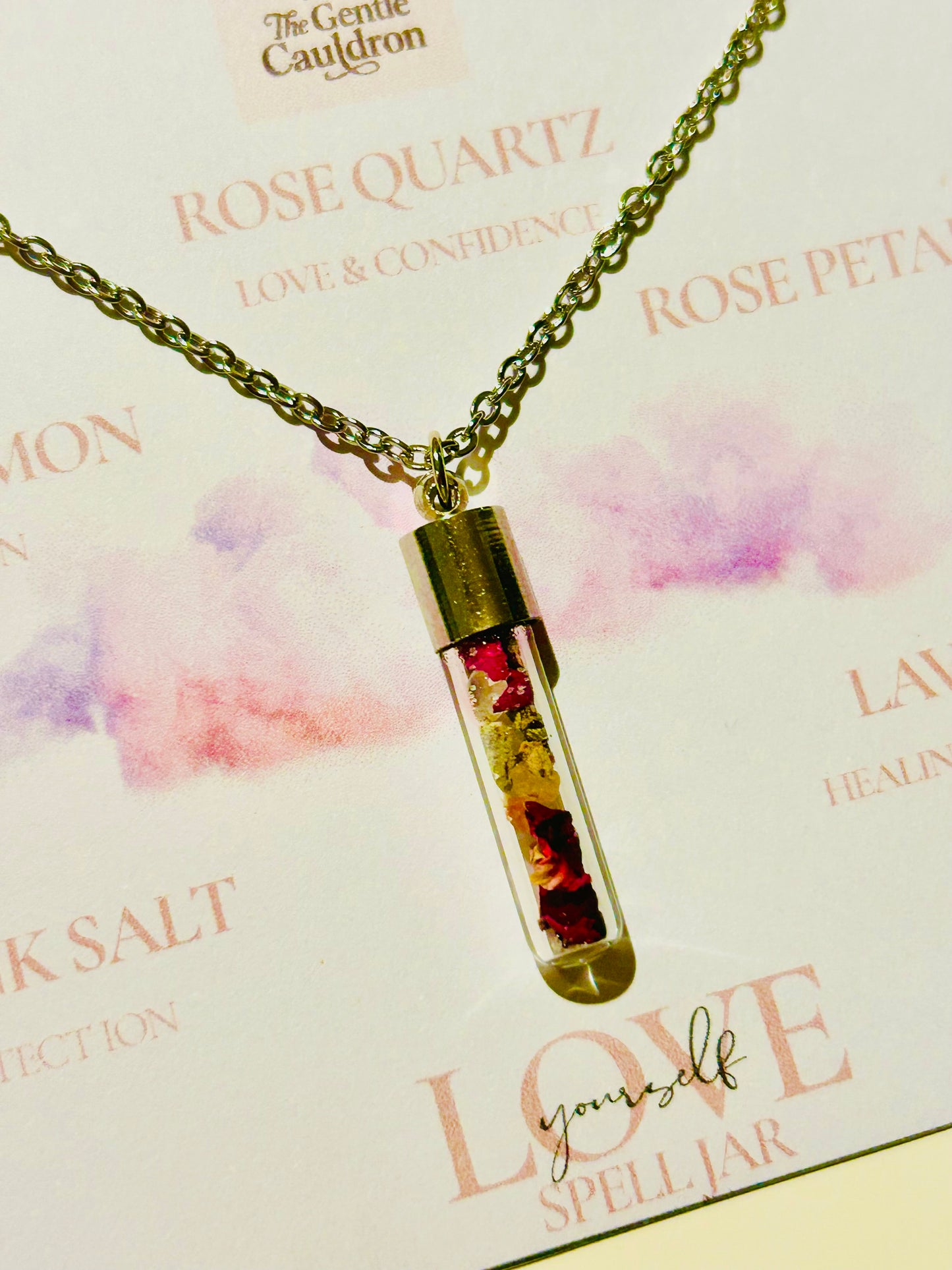 Self Love spell jar pendant necklace